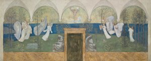 Een voorbereidende schildering voor Les Muses inspiratrices acclament le Génie, Messager de Lumière, 1895