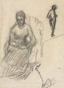 Studie van Madame Marie Cantacuzène; Studie van staande vrouwelijke naakt door Pierre Puvis de Chavannes