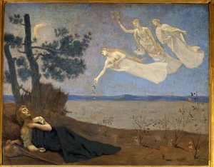 De droom. Schilderij door Pierre Puvis De Chavannes (1824-1898) door Pierre Puvis de Chavannes