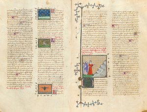 Pagina uit "De Proprietatibus Rerum" door Bartholomeus Anglicus, in de Franse vertaling van Jean Corbechon, ca. 1390