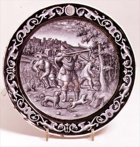 Limoges bord, een van een set van 12 die de maanden van het jaar uitbeelden door Pierre Reymond