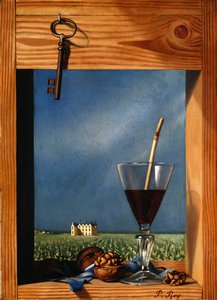 Glas wijn voor een kasteel