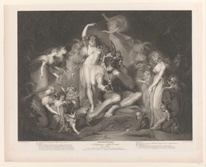 Titania en Bottom omringd door figuren door Pierre Simon (II)