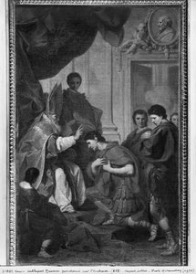 Keizer Theodosius I de Grote ontvangt de vergeving van St. Ambrosius, aartsbisschop van Milaan, c.1745 door Pierre Subleyras