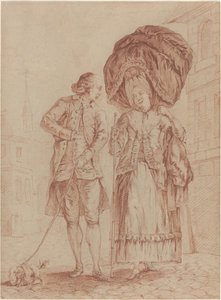 Een Geestelijke Begeleidt een Dame op Haar Ochtendwandeling door Pierre Thomas Le Clerc