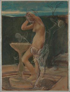 Tekening, Studie van een vrouw in bad, eind 19e eeuw