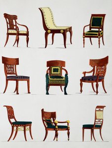 Fauteuils en stoelen, Consulaatstijdperk, Illustratie uit Collection de meubles et objects de gout
