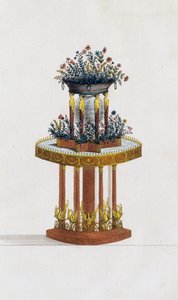 Mahonie en bronzen bloemenstandaard, plaat 287, illustratie uit Collection de meubles et objects de gout door Pierre de La Mesangere