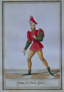 Modeplaat voor mannen die kostuum uit de tijd van Karel VII (1403-1461) toont