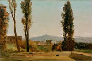 In de Farnesische Tuinen: De drie populieren en de Monte door Pierre de Valenciennes