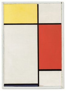 Samenstelling: Nr. II, met geel, rood en blauw door Piet Mondrian