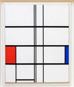 Compositie in wit, rood en blauw