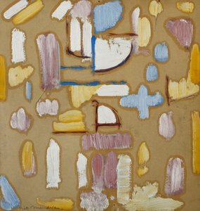Compositie met roze, blauw, geel en wit (Kerkgevel), ca. 1912