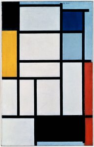 Compositie met rood, zwart, geel, blauw en grijs door Piet Mondrian