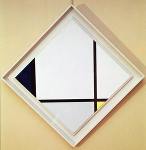 Tableau No I: Ruit met Drie Lijnen en Blauw, Grijs en Geel