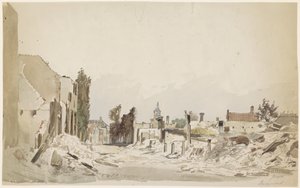 De ruïnes te Bodegraven na de brand van juni 1870 door Piet Schipperus