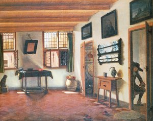 Interieur van Nederlands huis, ca. 1670, schilderij door Pieter Janssens Elinga (1623-1683)
