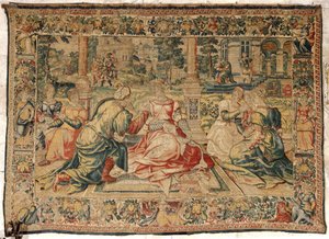 Mark Antony en Cleopatra Tapisserie door Pieter (attr. to) Coecke van Aelst