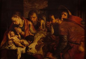 Aanbidding der herders door Pieter Aertsen