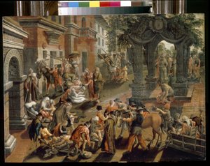 De apostelen Petrus en Johannes. Schilderij van Pieter Aertsen (1508-1575) door Pieter Aertsen