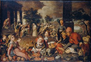 Markttafereel met Christus en de overspelige vrouw door Pieter Aertsen