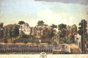Chiswick House en tuin door Pieter Andreas Rysbrack