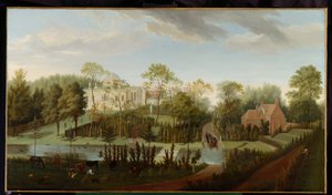 Zicht op Chiswick House vanuit het Zuidwesten door Pieter Andreas Rysbrack