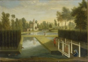 Uitzicht naar de achterkant van de Bagnio vanuit het zuiden van de bovenrivier, Chiswick House