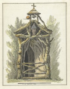 Kluizenaarshut met heiligenbeeld door Pieter Bartholomeusz. Barbiers