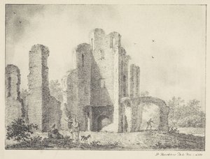 Landschap met ruïne en figuren