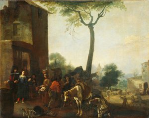 De druivenoogst door Pieter Bodding van Laer (manner of)