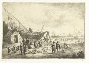 Vismarkt te Scheveningen door Pieter Bout