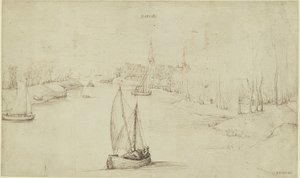 Pieter Bruegel (de Oude) - Rivierlandschap Basrode (Baasrode), KdZ 5763 door Pieter Brueghel the Elder