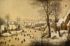 Winterlandschap met vogelval door Pieter Brueghel the Elder