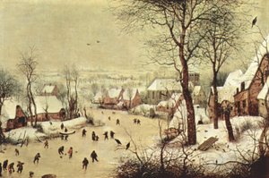 Winterlandschap met vogelval door Pieter Brueghel the Elder
