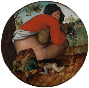 Man met de geldbuidel en vleiers door Pieter Brueghel the Younger