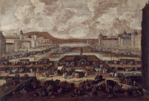 De Pont-Neuf, de Seine en het Louvre, circa 1670 door Pieter Casteels