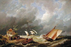 Huisje op het eiland Borkum door Pieter Christiaan Cornelis Dommelshuizen