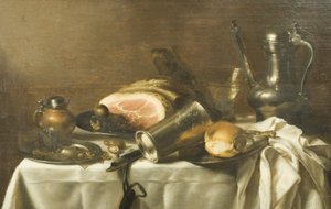 Stilleven met een Ham door Pieter Claesz