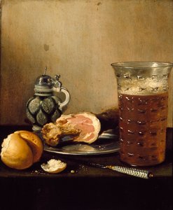 Stilleven met een ham (1642) door Pieter Claesz