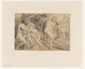 Ixion omhelsd door Zeus en Hera