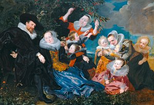 Paulus van Beresteyn en zijn vrouw Catarina Both van der Eem met hun zes kinderen en twee bedienden ...
