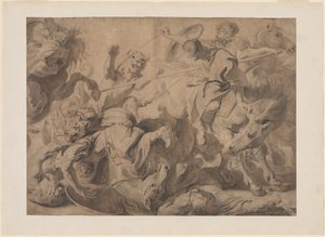 Leeuwenjacht door Pieter Claesz Soutman and Sir Peter Paul Rubens