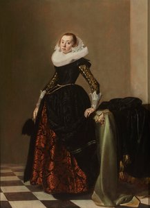 Portret van een Rijk Geklede Jonge Vrouw