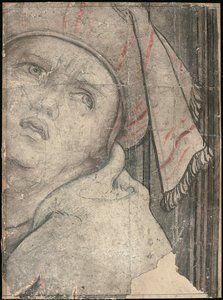 Hoofd van een man in een tulband die omhoog kijkt door Pieter Coecke van Aelst