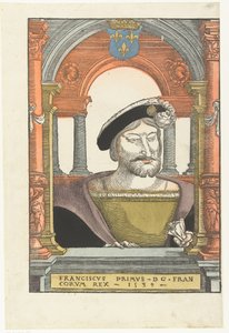 Portret van Frans I 1494-1547, koning van Frankrijk, hertog van Bretagne, graaf van Provence, 1539 door Pieter Coecke van Aelst