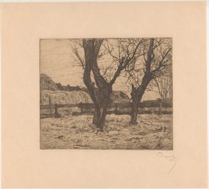 Knotwilgen in een weiland door Pieter Dupont (signed by artist)