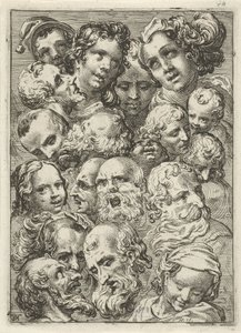 Studieblad met negentien hoofden