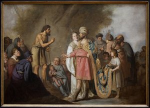 Sint Johannes de Doper predikend voor Herodes. Schilderij door Pieter Fransz de Grebber. door Pieter Fransz. de Grebber