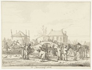 Karnemelksloot te Naarden, 11 januari 1814 door Pieter Gerardus van Os (signed by artist)